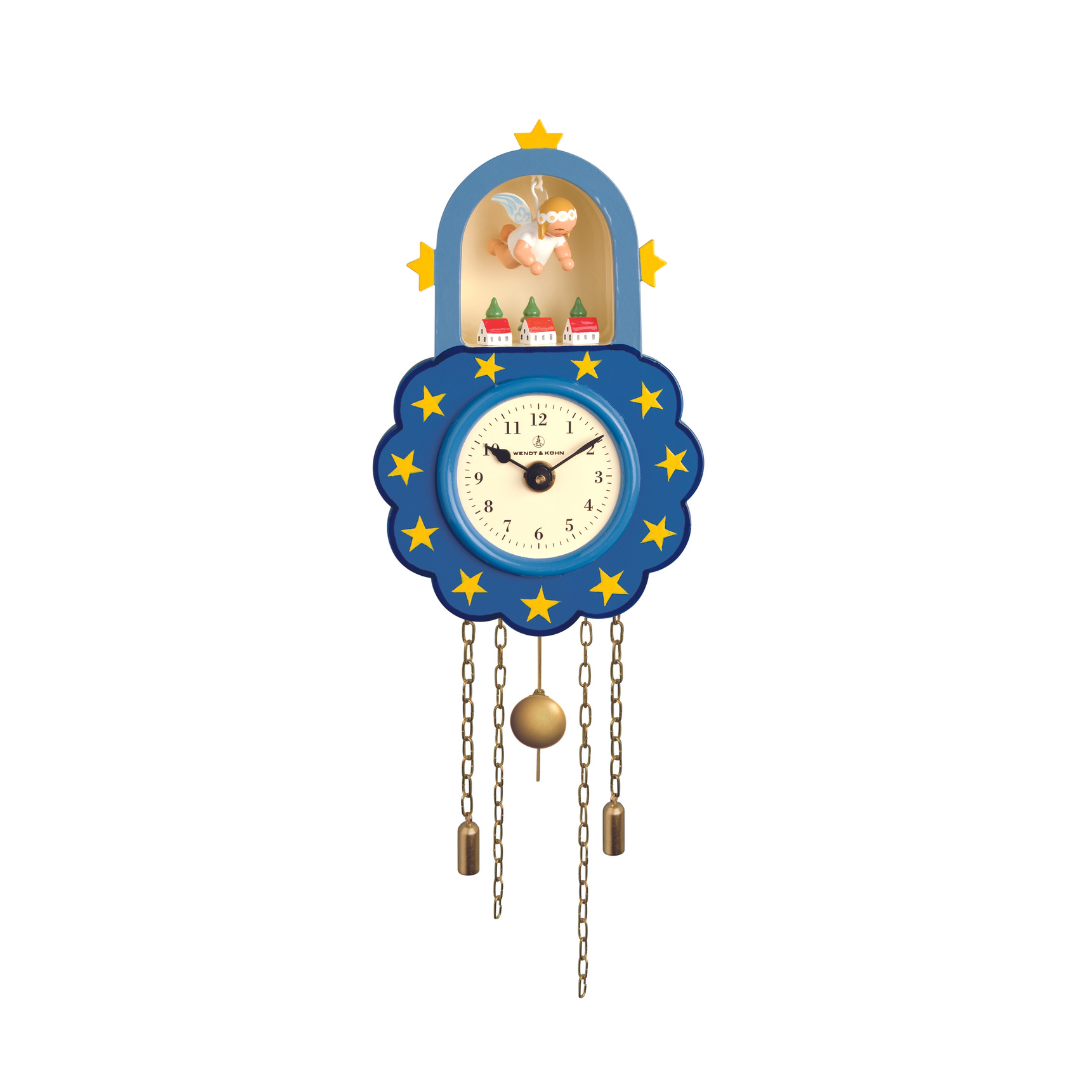 Wanduhr, blau, mit Schwebeengel von Wendt & Kühn · 5202/5